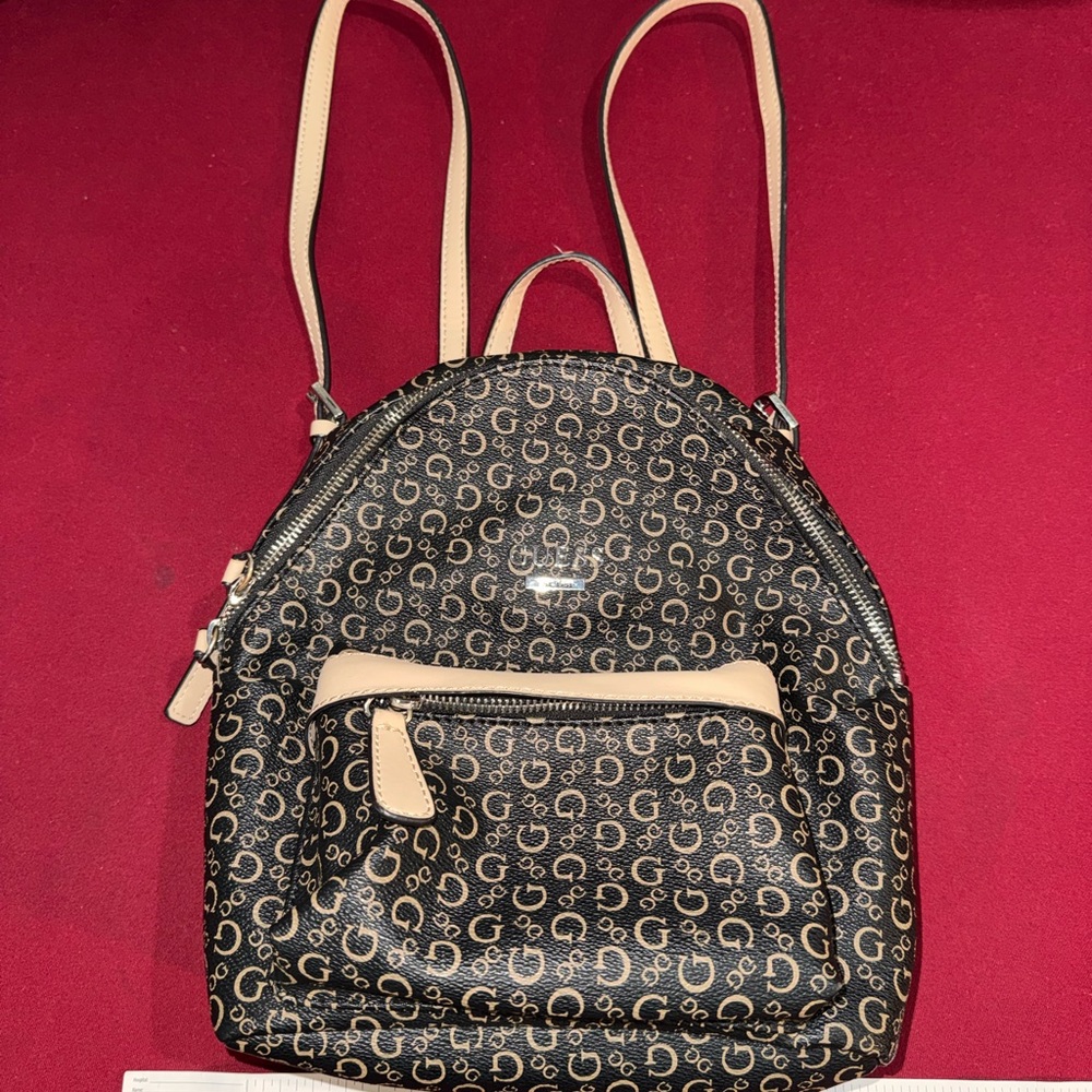 Guess Black and Tan Logo Backpack